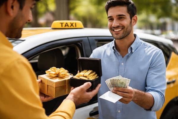 دریافت طلا هدیه نقدی از تاکسی سفیران